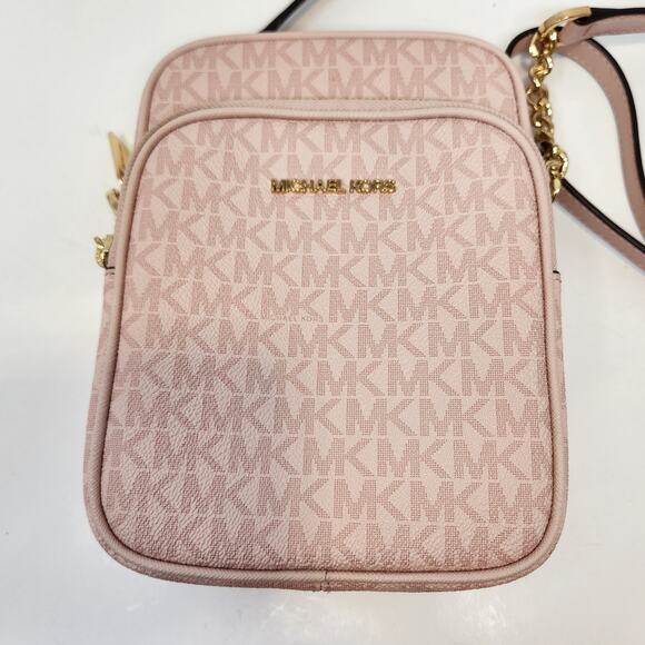 Michael Kors Jet Set Travel North South Chain Crossbody Bag Powder Blush Logo - Picture 2 of 10